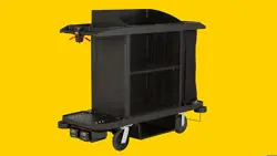 EXECUTIVE TRADITIONAL FULL SIZE HOUSEKEEPING CART WITH HOOD AND DOORS, BLACK